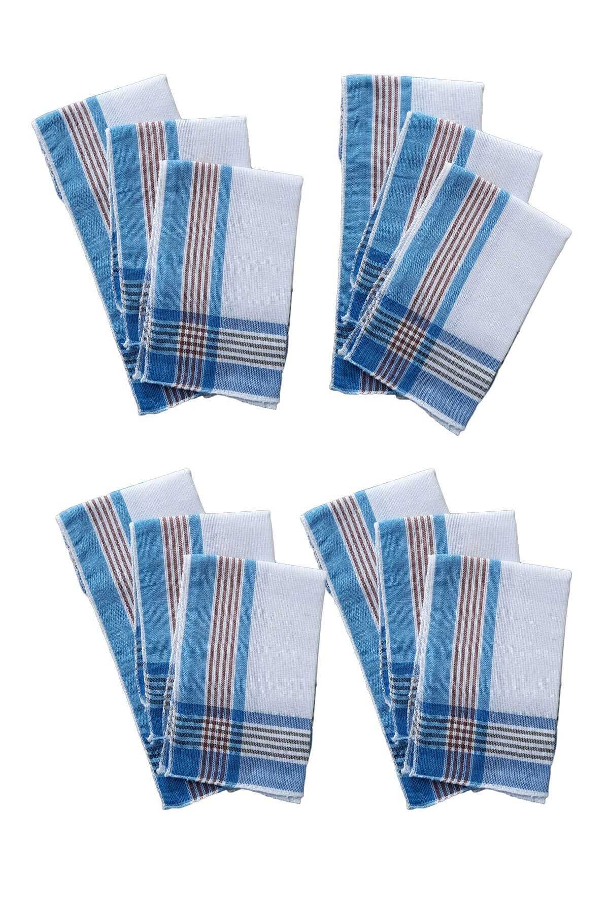 12 li El Cep Yaka Kumaş Mendil 30x30 Cm 100 Pamuklu Şah