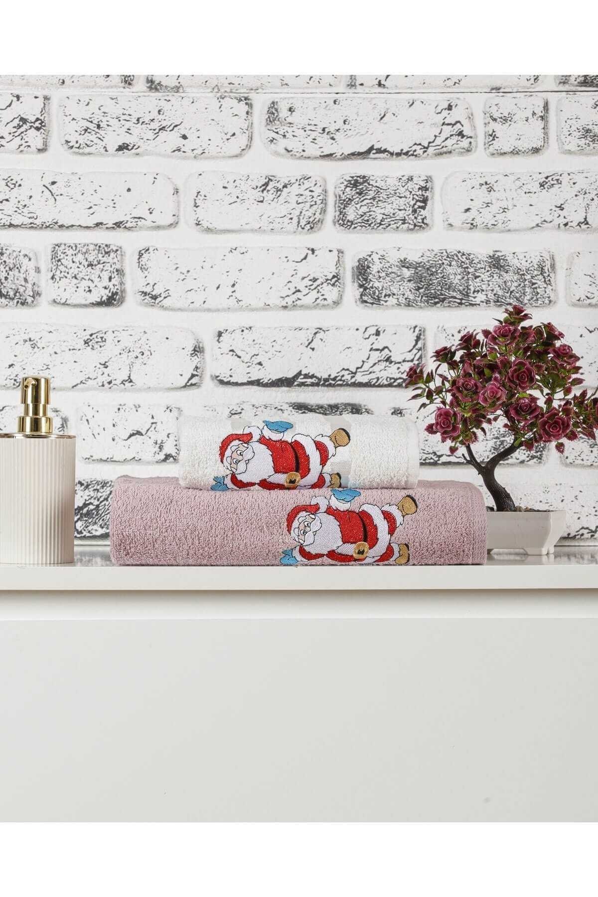 Mira Home Banyo Havlusu Takımı Noel Baba Nakışlı