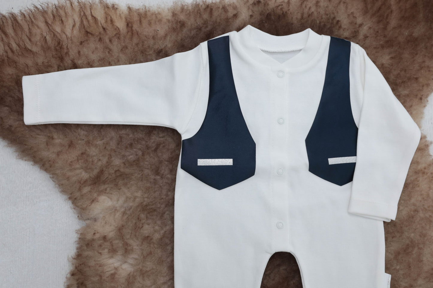 Sema Baby Pamuklu Bebek Tulum Seti 0-3 Ay - Smokin