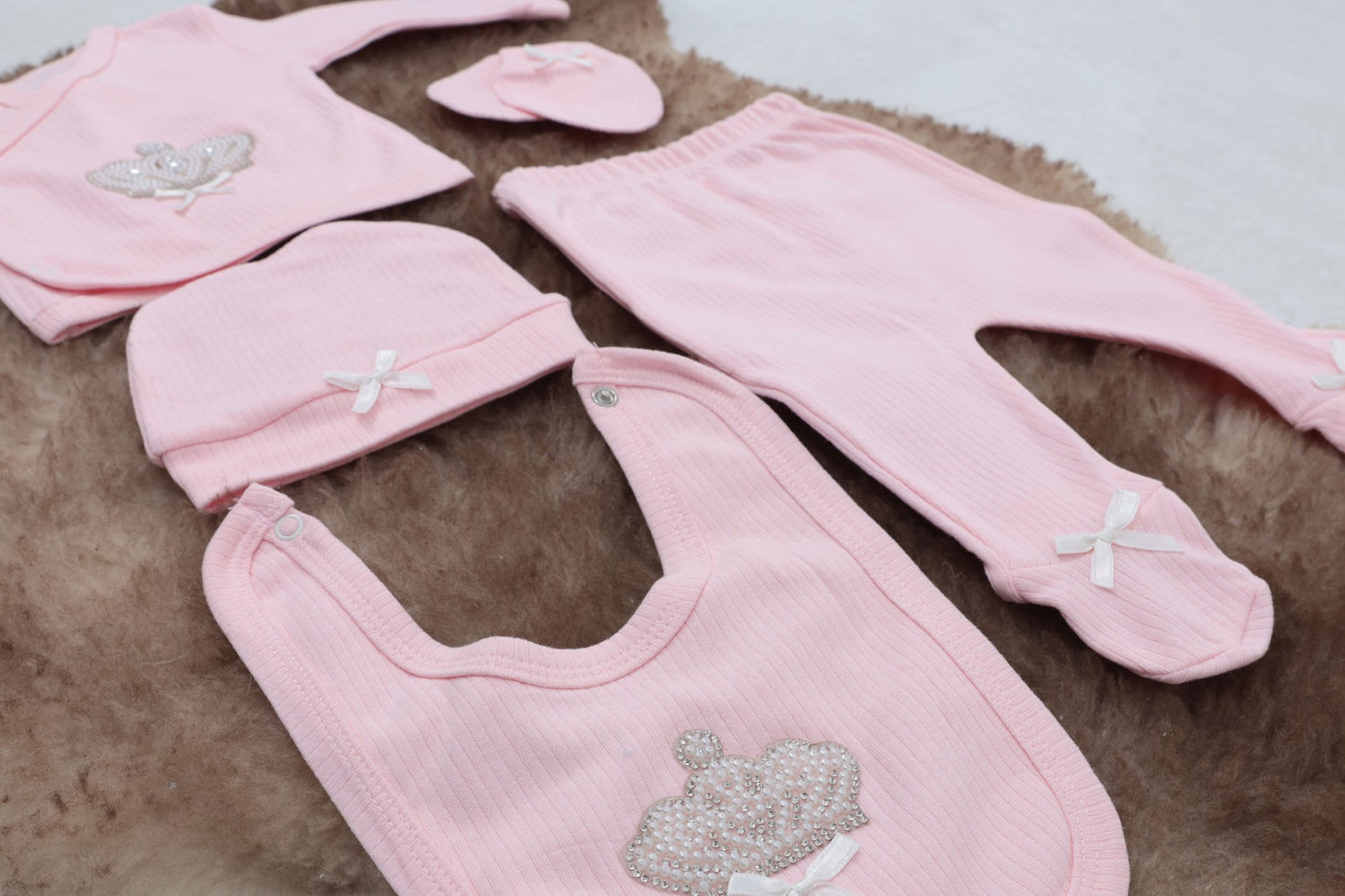 Sema Baby 5 Parça Hastane Çıkışı Zıbın Seti 0-3 Ay - Queen