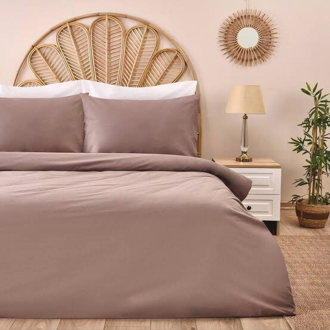 4 Parça kahverengi çift kişilik nevresim takımı