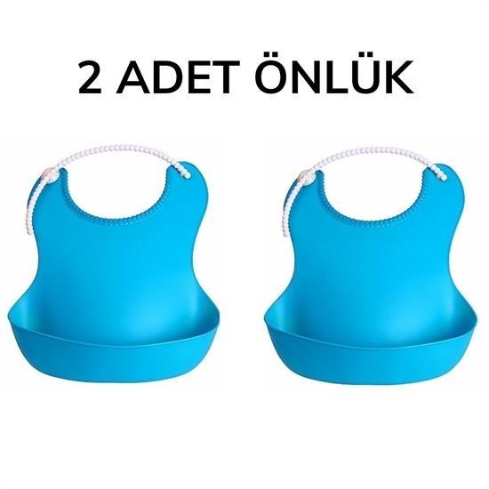 Chokqu® Çocuk Bebek Mama Önlüğü Dökülme Engelleyici Bükülebilir Mavi