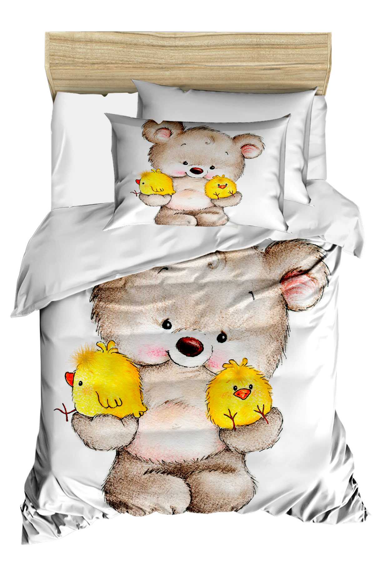 Yenidoğan Kız / Erkek Unisex Bebek Nevresim Takımı %100 Pamuklu Civciv