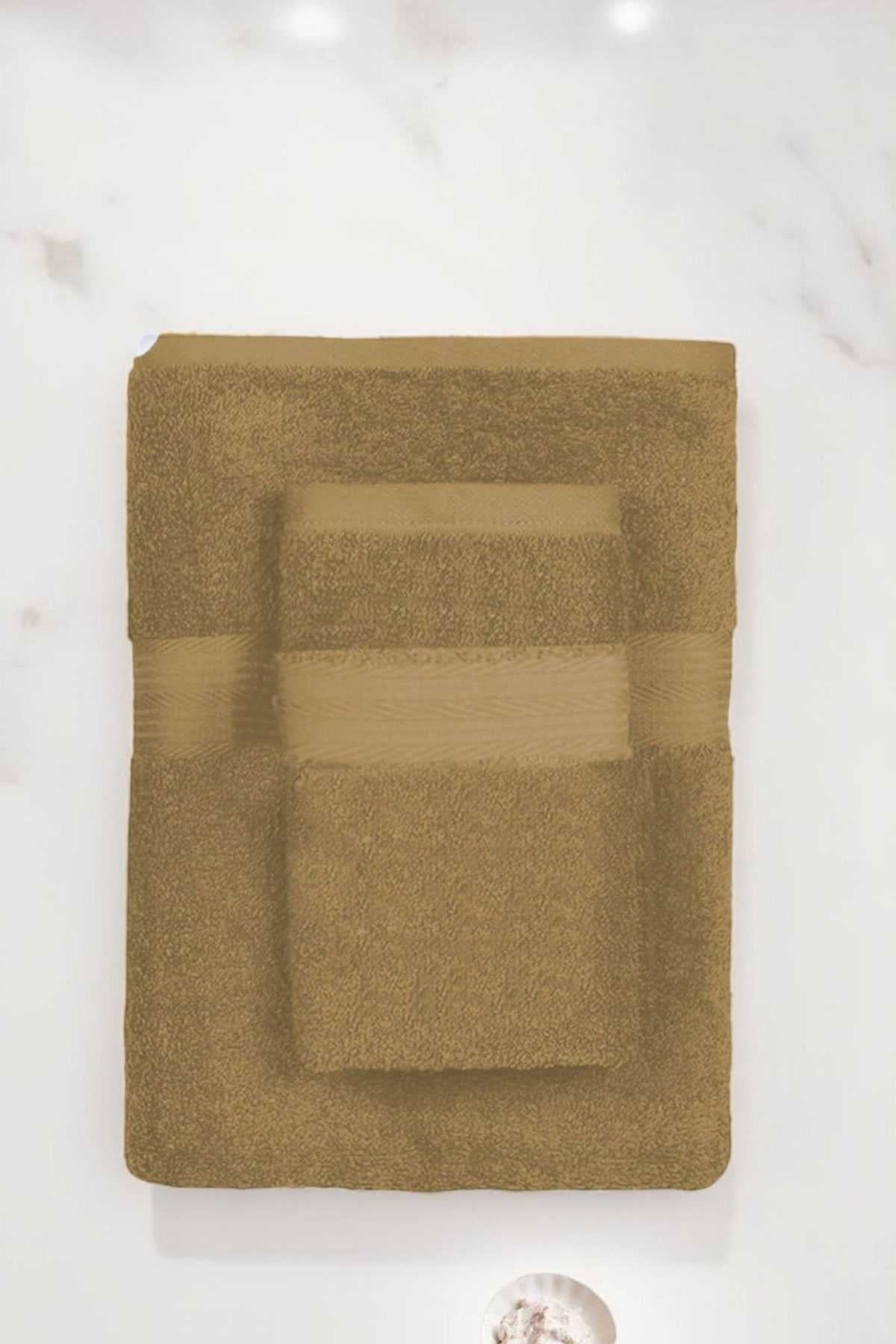 2 Parça Battal Lüks Premium Banyo Spa Havlu Takımı 90x170 Cm Kahve