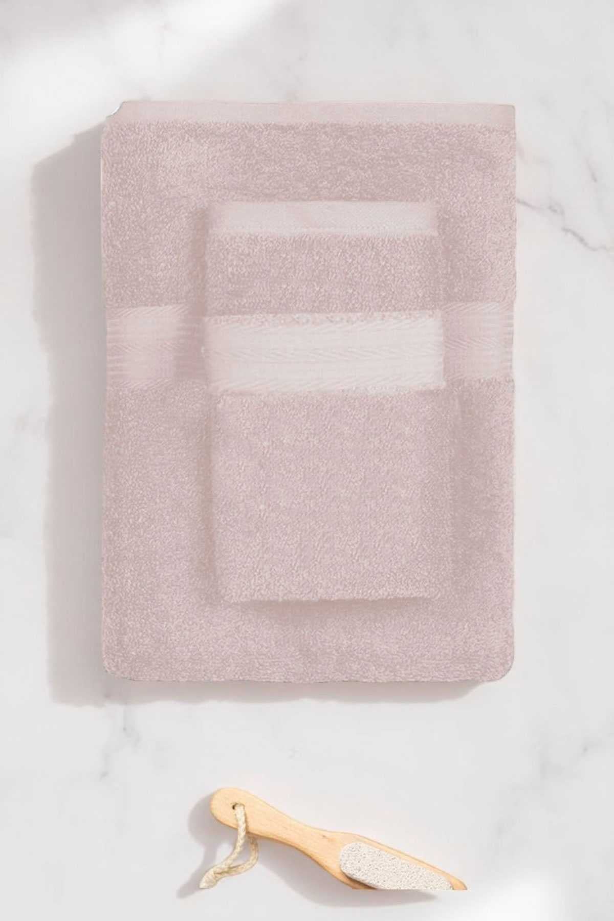 2 Parça Battal Lüks Premium Banyo Spa Havlu Takımı 90x170 Cm Pudra