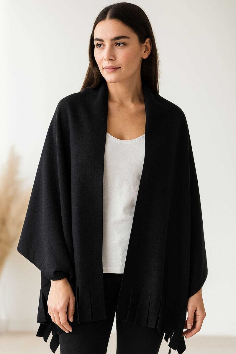 Softiva Polar Omuz Şalı 70x180 cm Unisex Kışlık Şal Siyah - CHOKQU