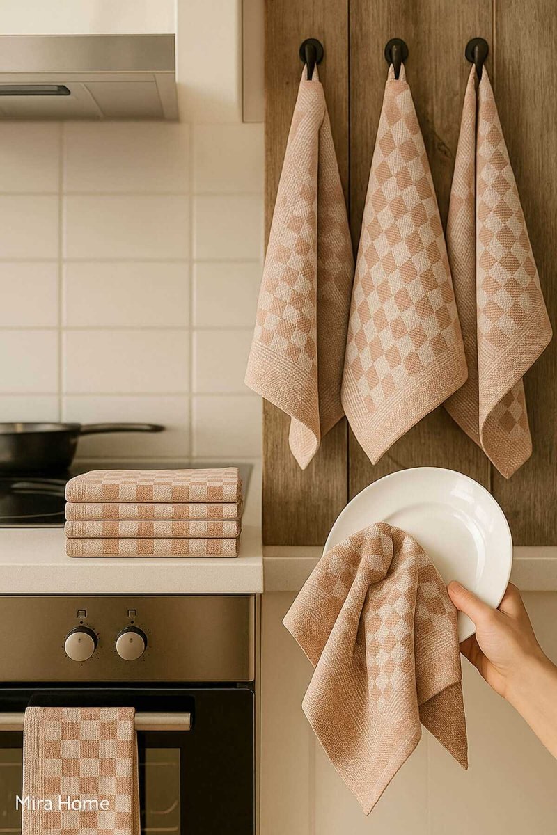 10 lu Dama Desenli Mutfak Kurulama Bezi 50x70 Cm Kahverengi - CHOKQU