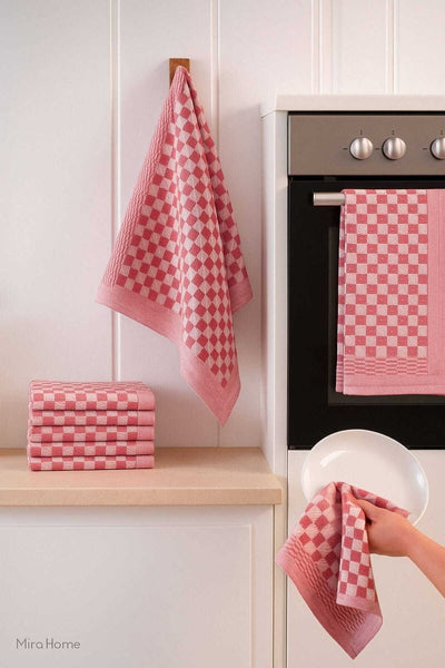 10 lu Dama Desenli Mutfak Kurulama Bezi 50x70 Cm Kırmızı - CHOKQU