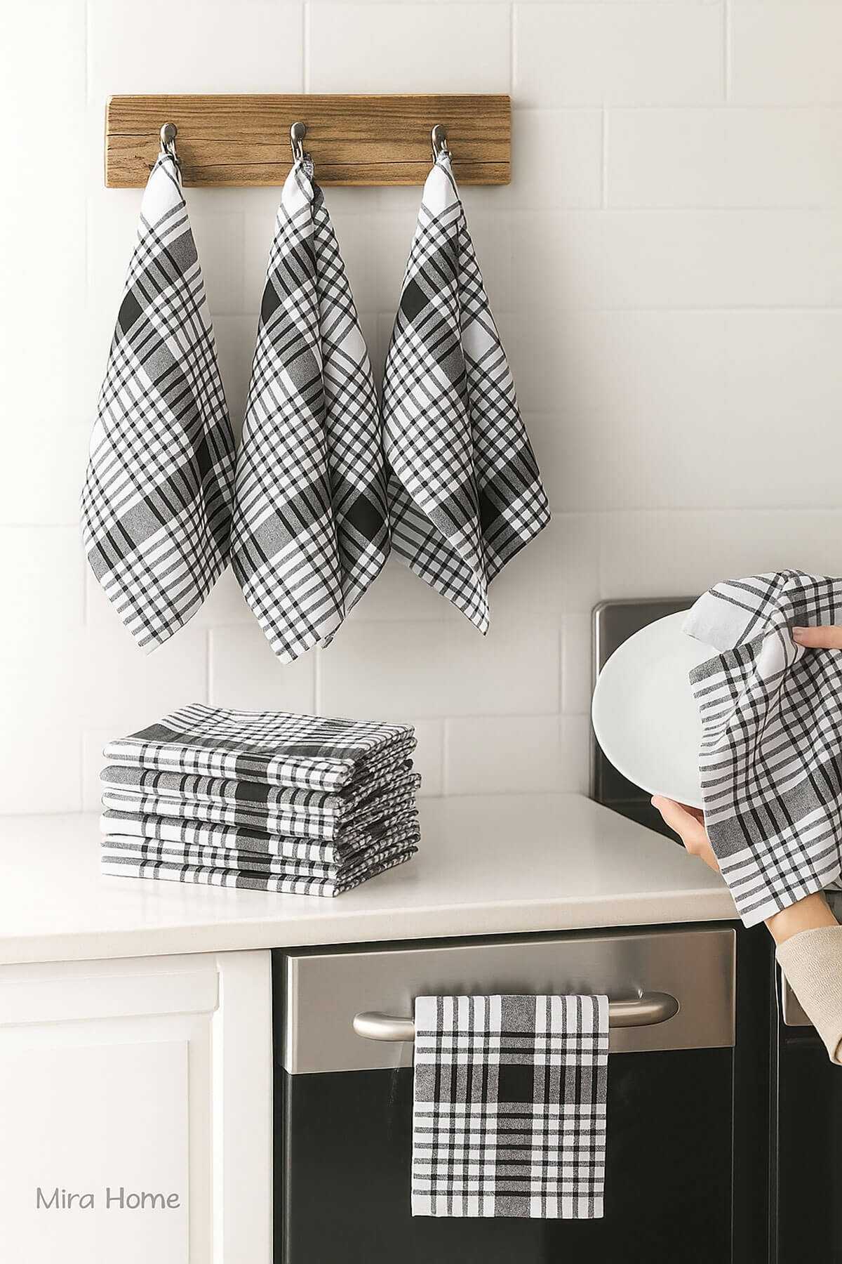 10 lu Lüks Bulaşık Kurulama Bezi ve Mutfak Peçetesi 50x70 Cm Daily Siyah