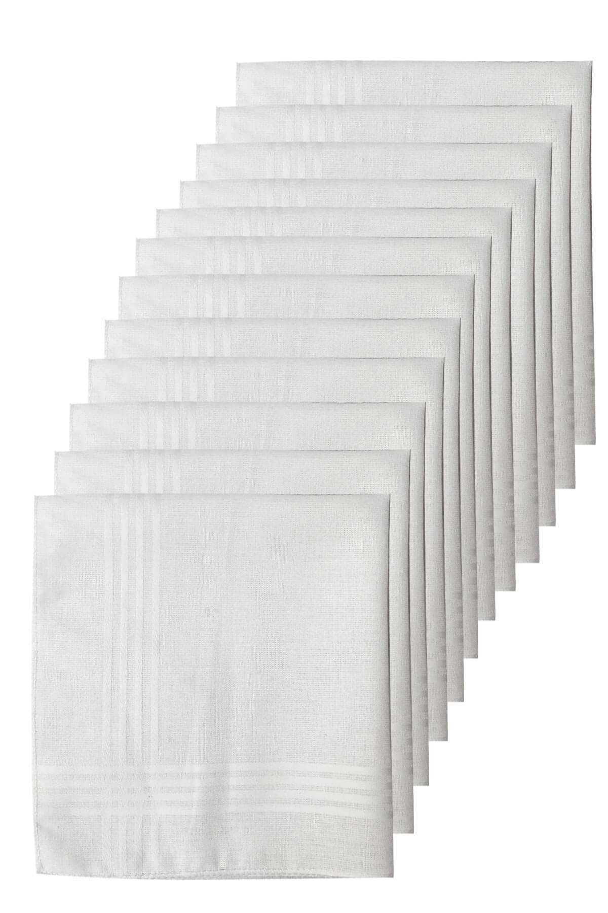 12li Paket Klasik Cep Hediyelik Bayram Mendili &#37;100 Pamuklu 30x30 Cm