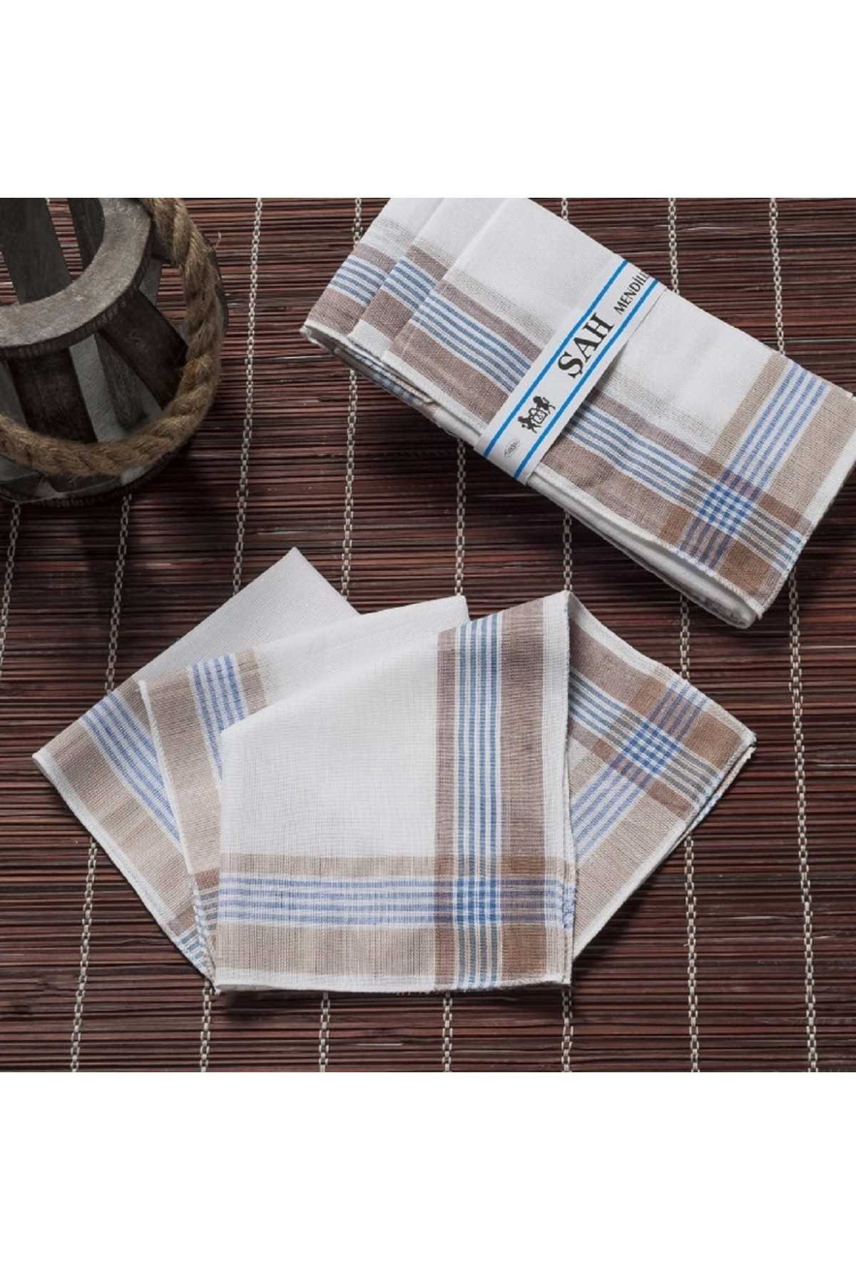 Şah 30x30 cm. Bir Düzine 12 Adet Mendil Şah Kahve