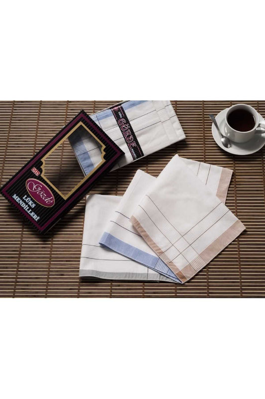 Siyah Kutulu 42x42 cm 12 Adet Kumaş Mendil-GM 01