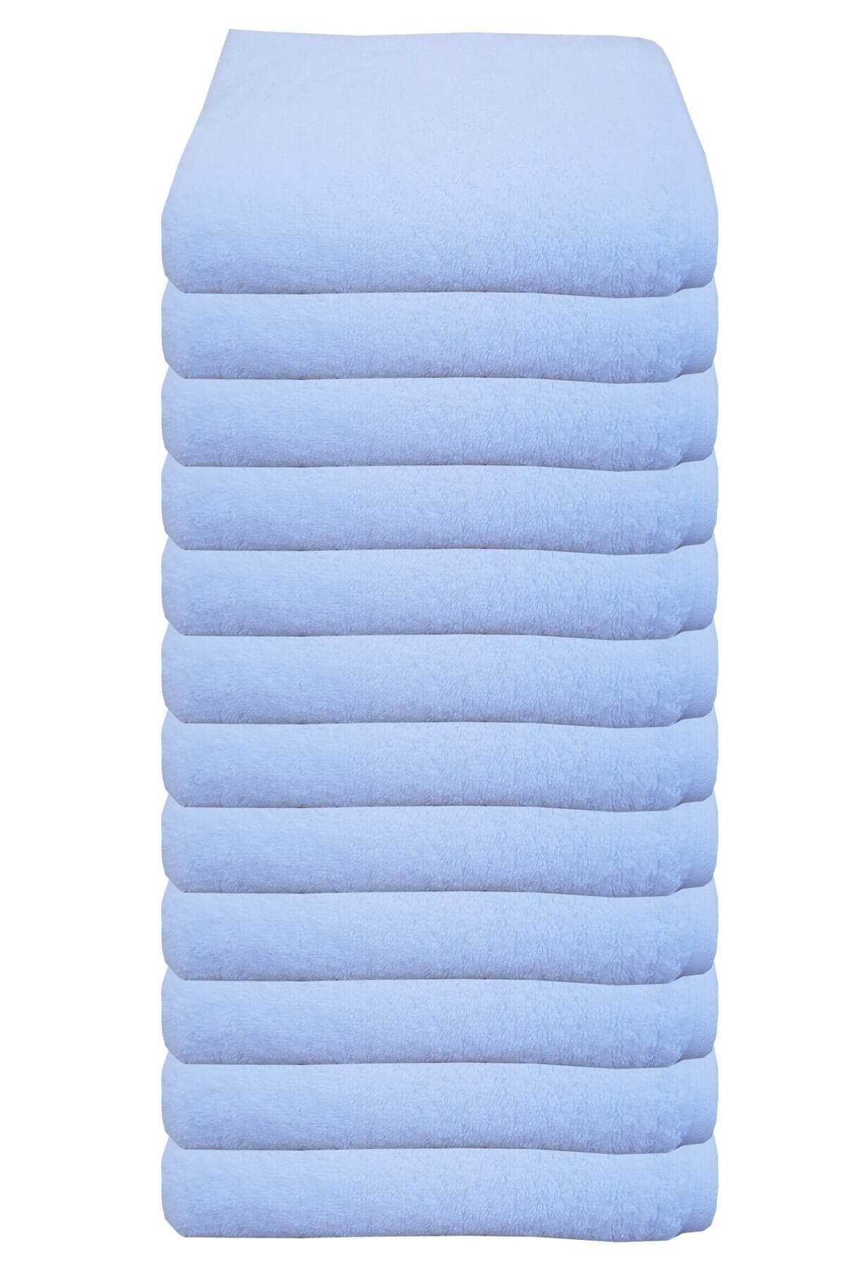 12 li Otel Tipi El Yüz Havlusu 100 Pamuklu Beyaz 50x90 cm