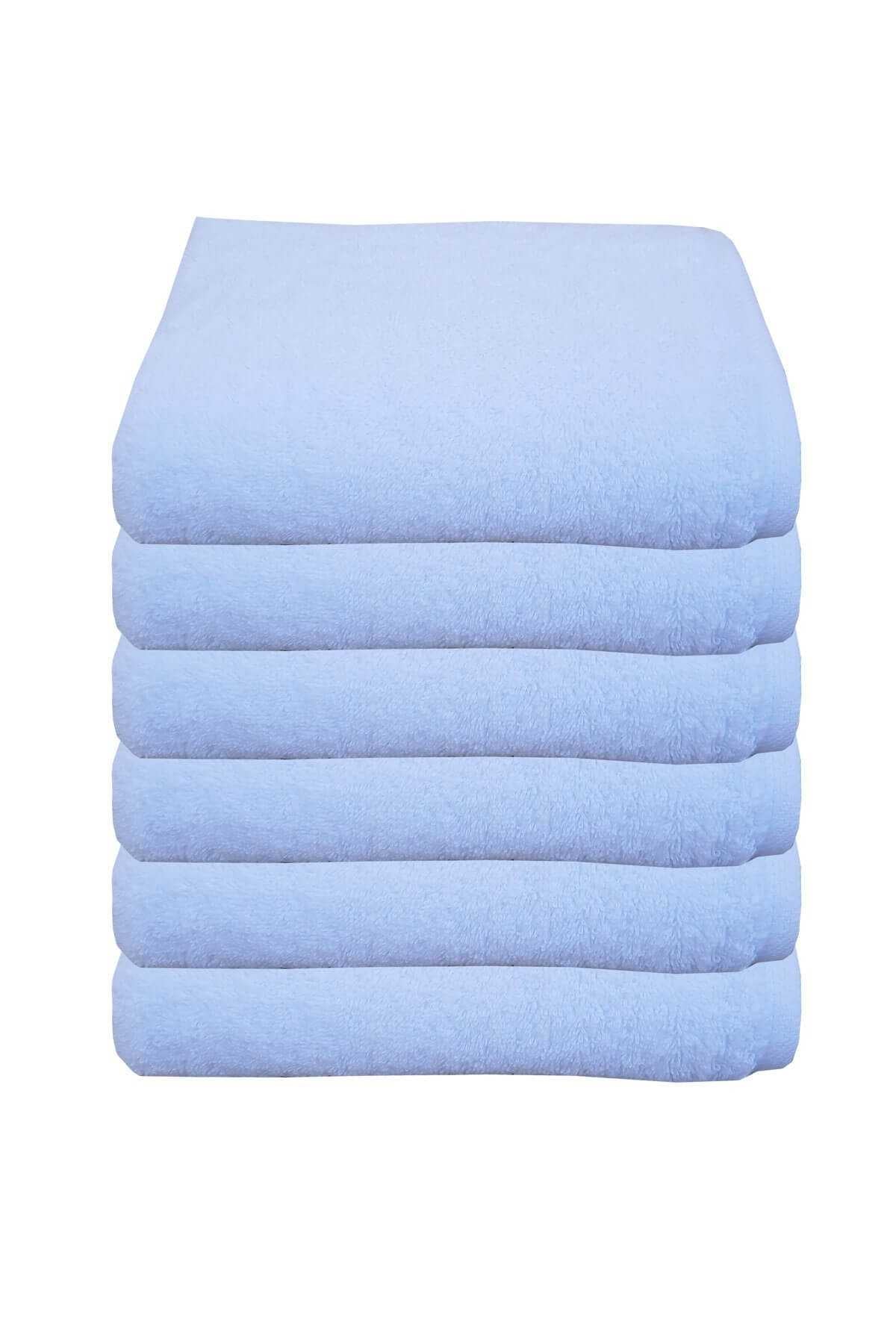 6 lı Otel Havlusu 100 Pamuklu Beyaz El Havlusu 50x90 Cm