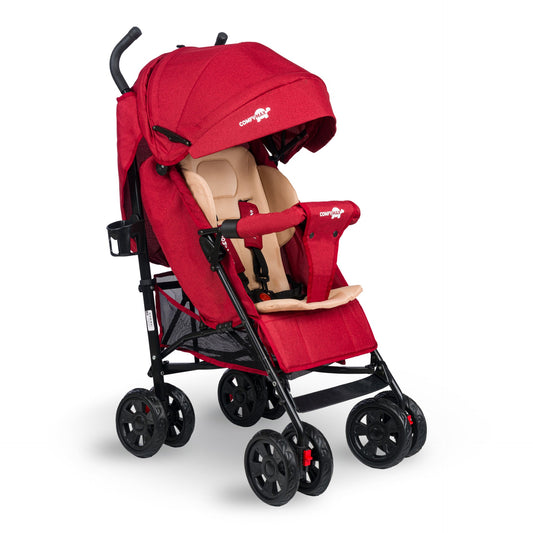 Comfymax Tam Yatar Baston Bebek Arabası - Dark Red