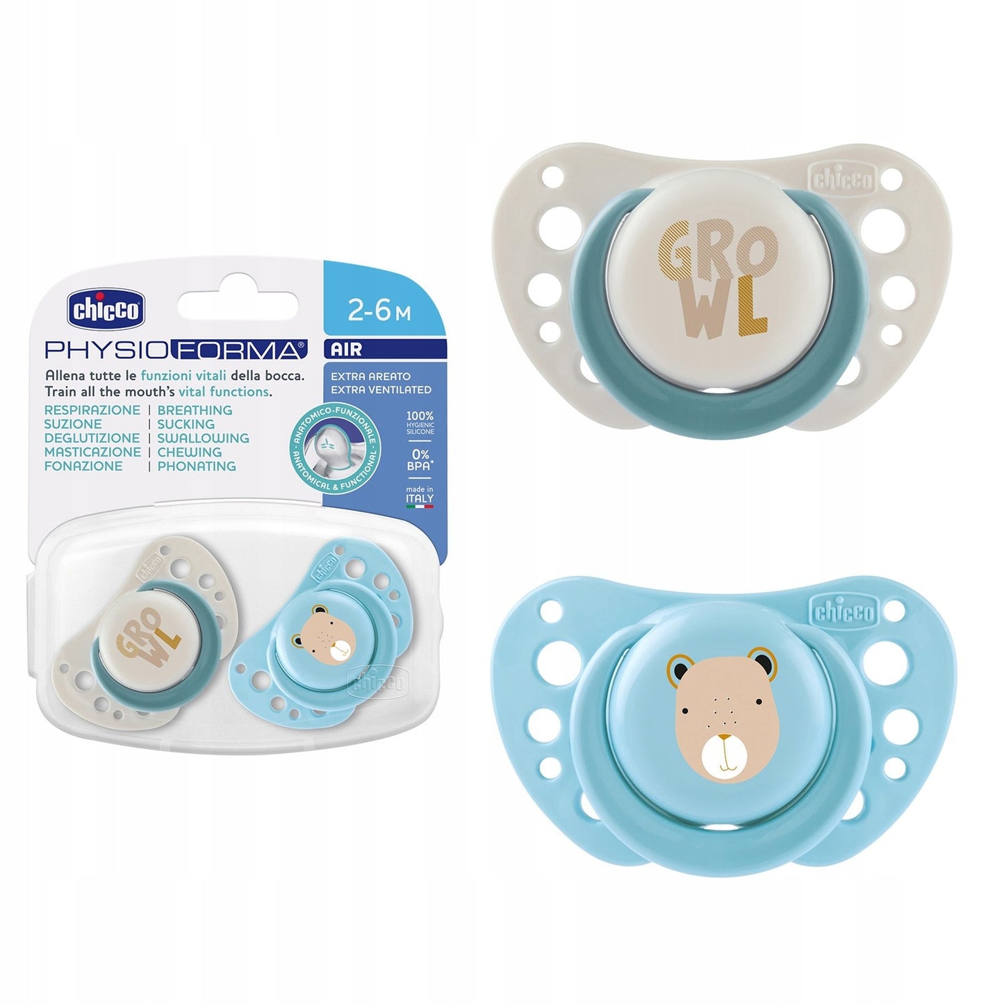 Chicco PhysioForma Air 2'li Silikon Emzik 2-6 Ay Erkek