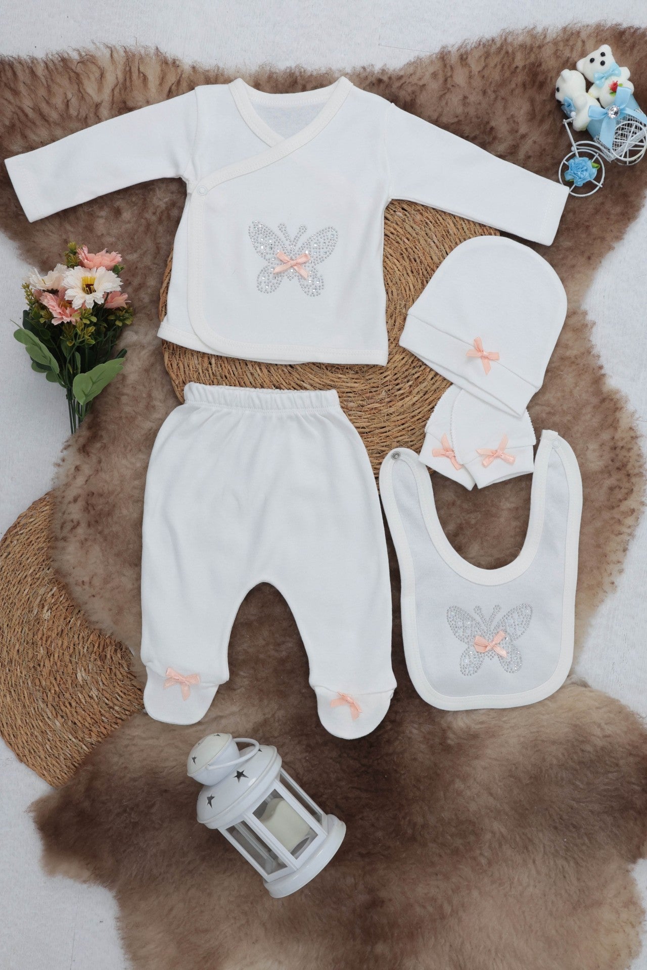 Sema Baby 5 Parça Hastane Çıkışı Zıbın Seti 0-3 Ay - Butterfly