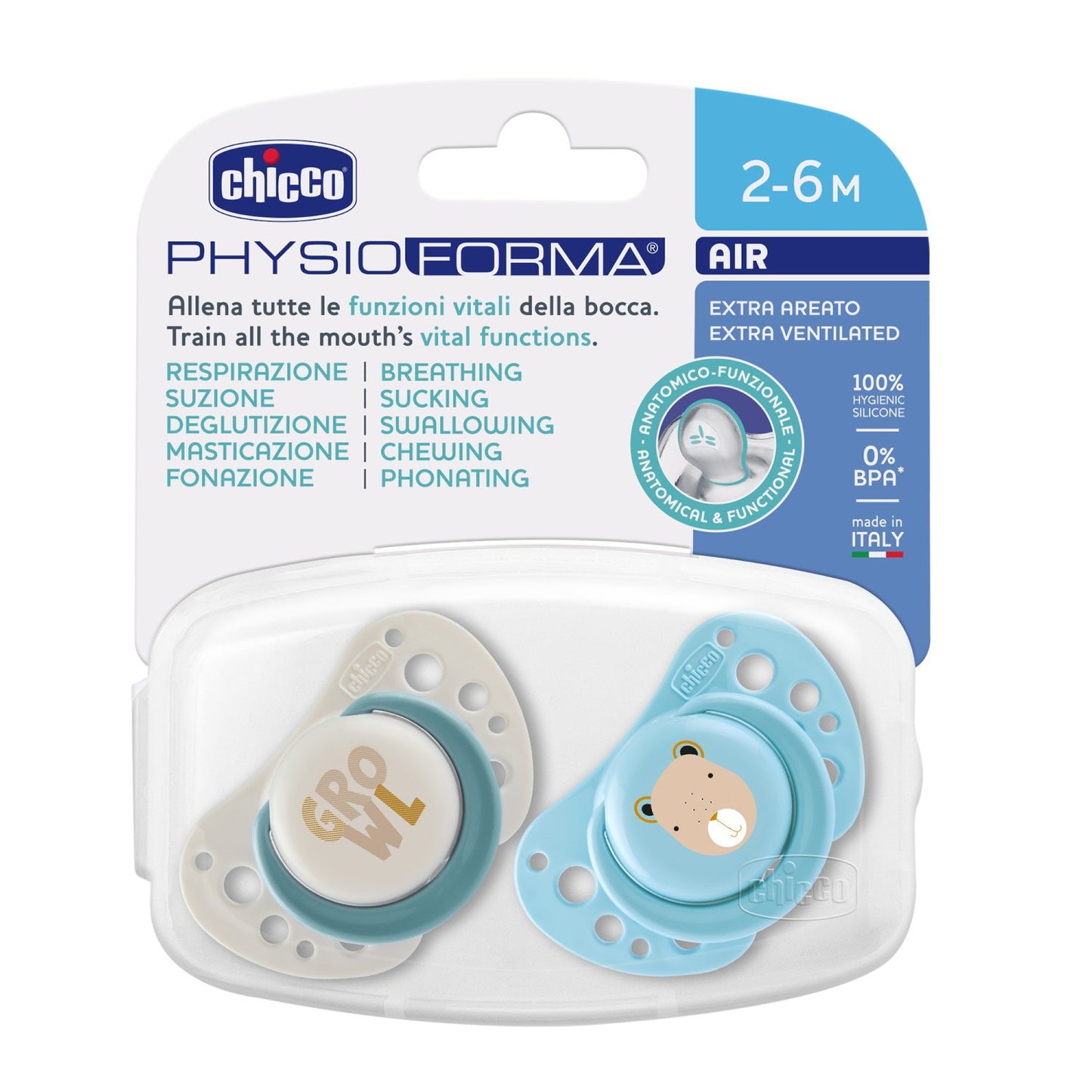 Chicco PhysioForma Air 2'li Silikon Emzik 2-6 Ay Erkek