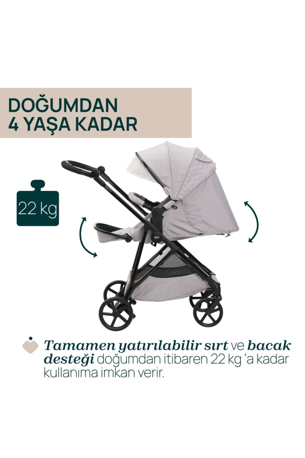 Chicco Seety Çift Yönlü Bebek Arabası - Florence Beige