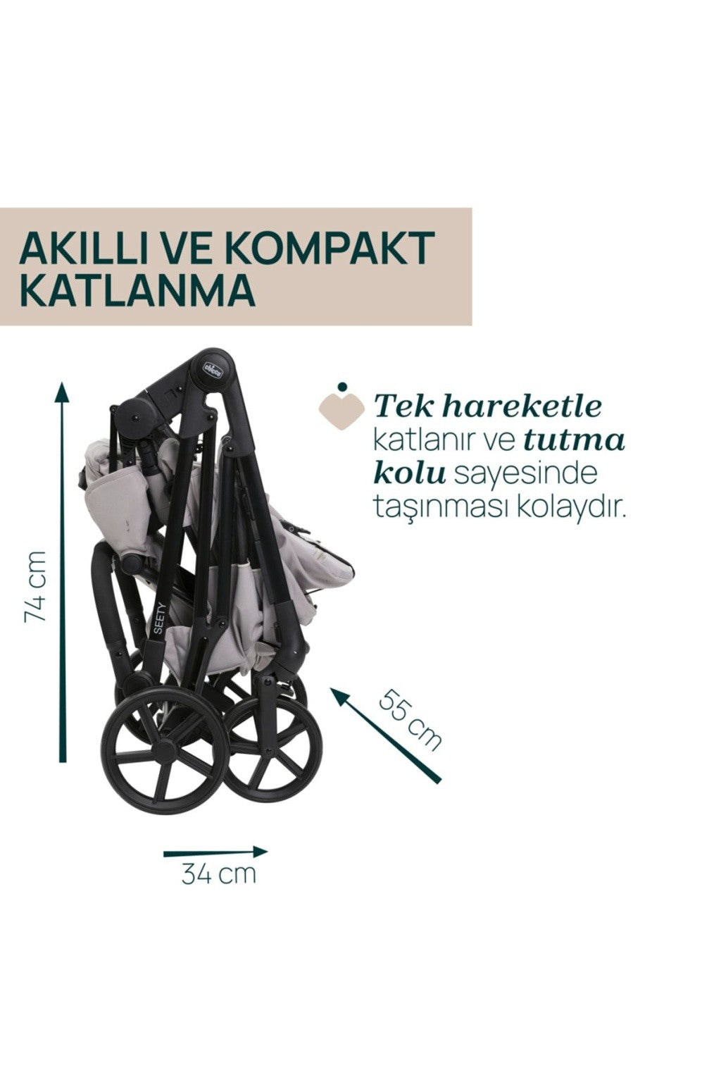 Chicco Seety Çift Yönlü Bebek Arabası - Florence Beige