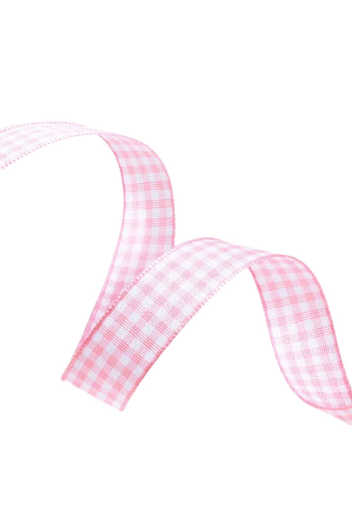 Tafta Ekoseli Kurdele 25 mm Pudra 5 Metre