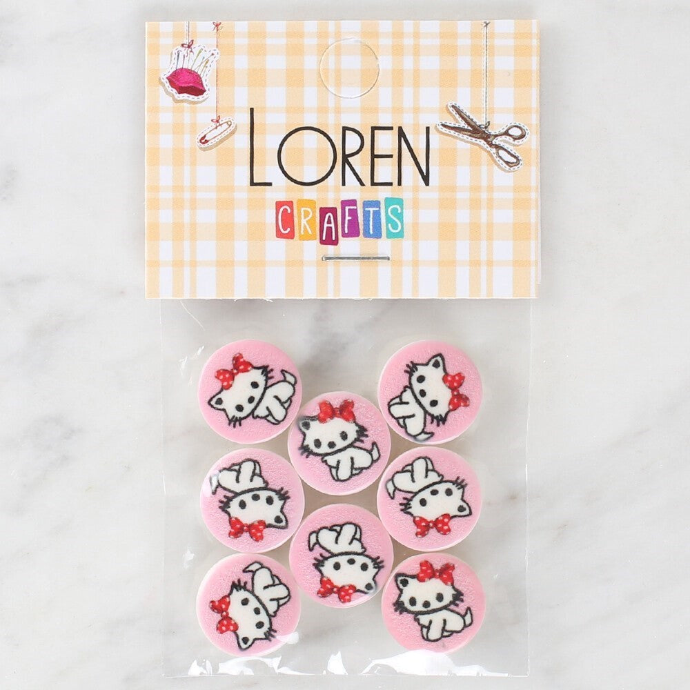 Loren Crafts 8'li Kedi Düğme - 1027