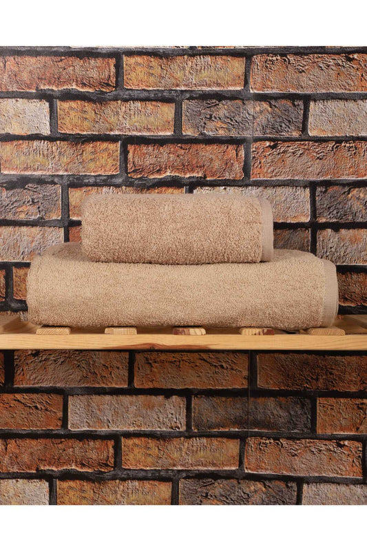 2 Parça &#37;100 Pamuklu Soft Lüx Banyo Havlu Seti Kahve