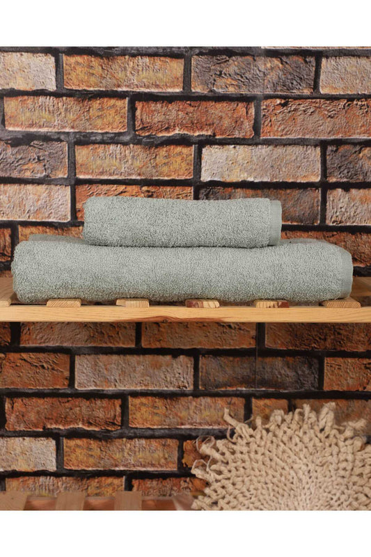 2 Parça &#37;100 Pamuklu Soft Lüx Banyo Havlu Seti Yeşil