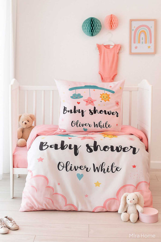 Yenidoğan Kız Bebek Nevresim Takımı &#37;100 Pamuklu  Baby Shower White