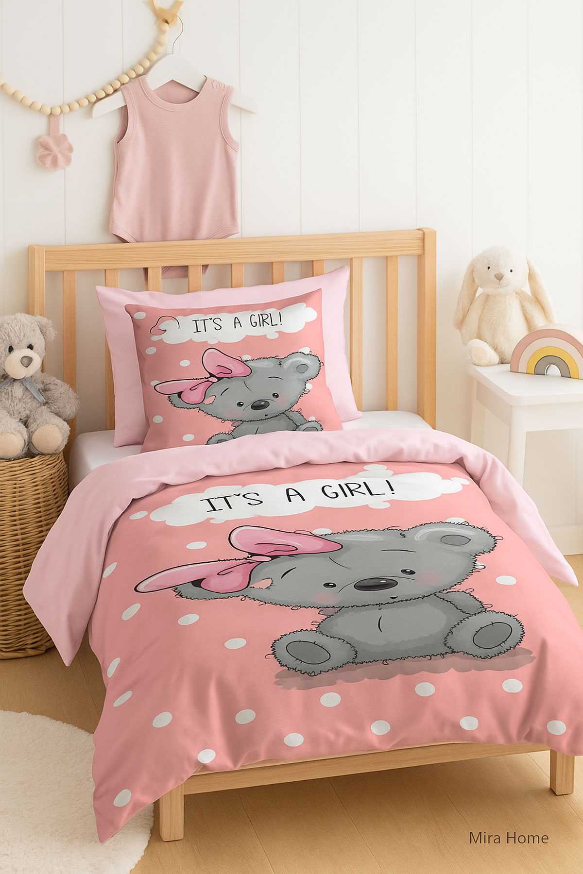 Yenidoğan Kız Bebek Nevresim Takımı &#37;100 Pamuklu İts A Girl