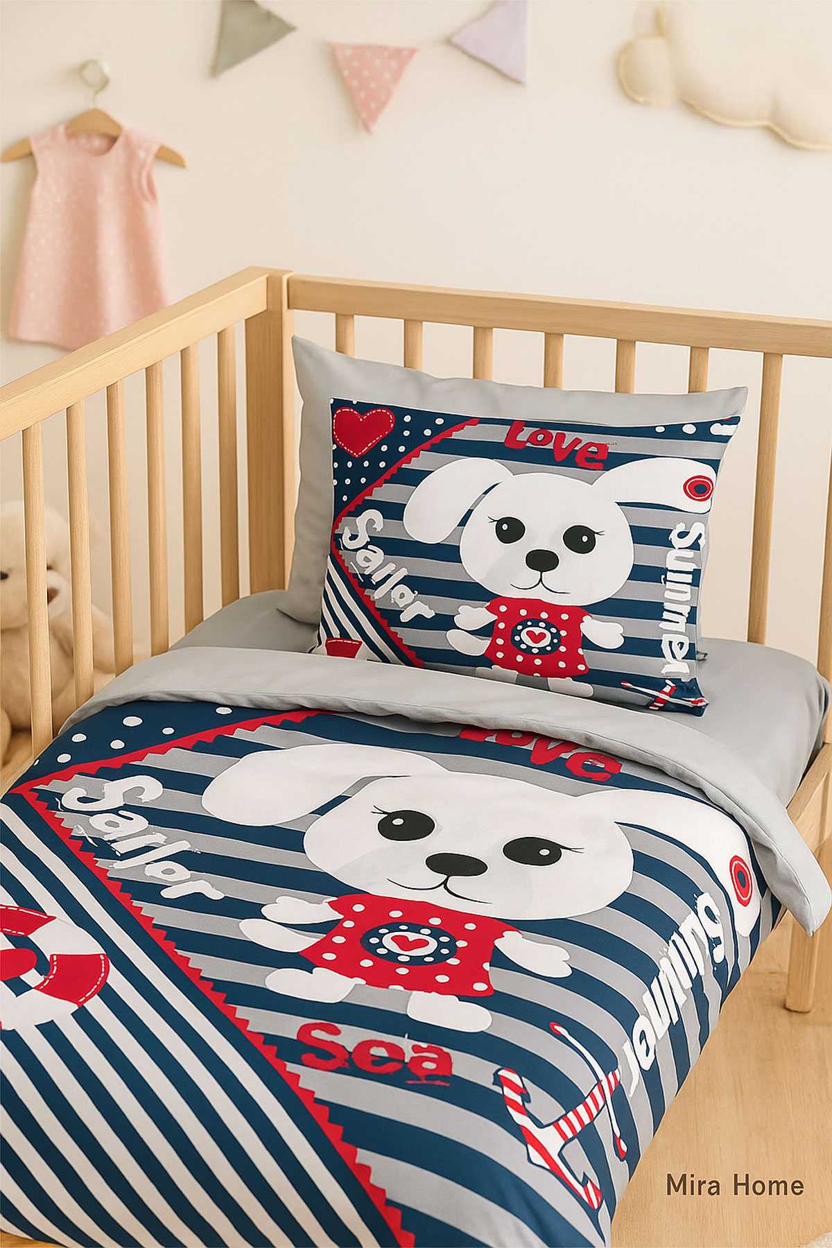 Yenidoğan Erkek Bebek Nevresim Takımı &#37;100 Pamuklu Sailor