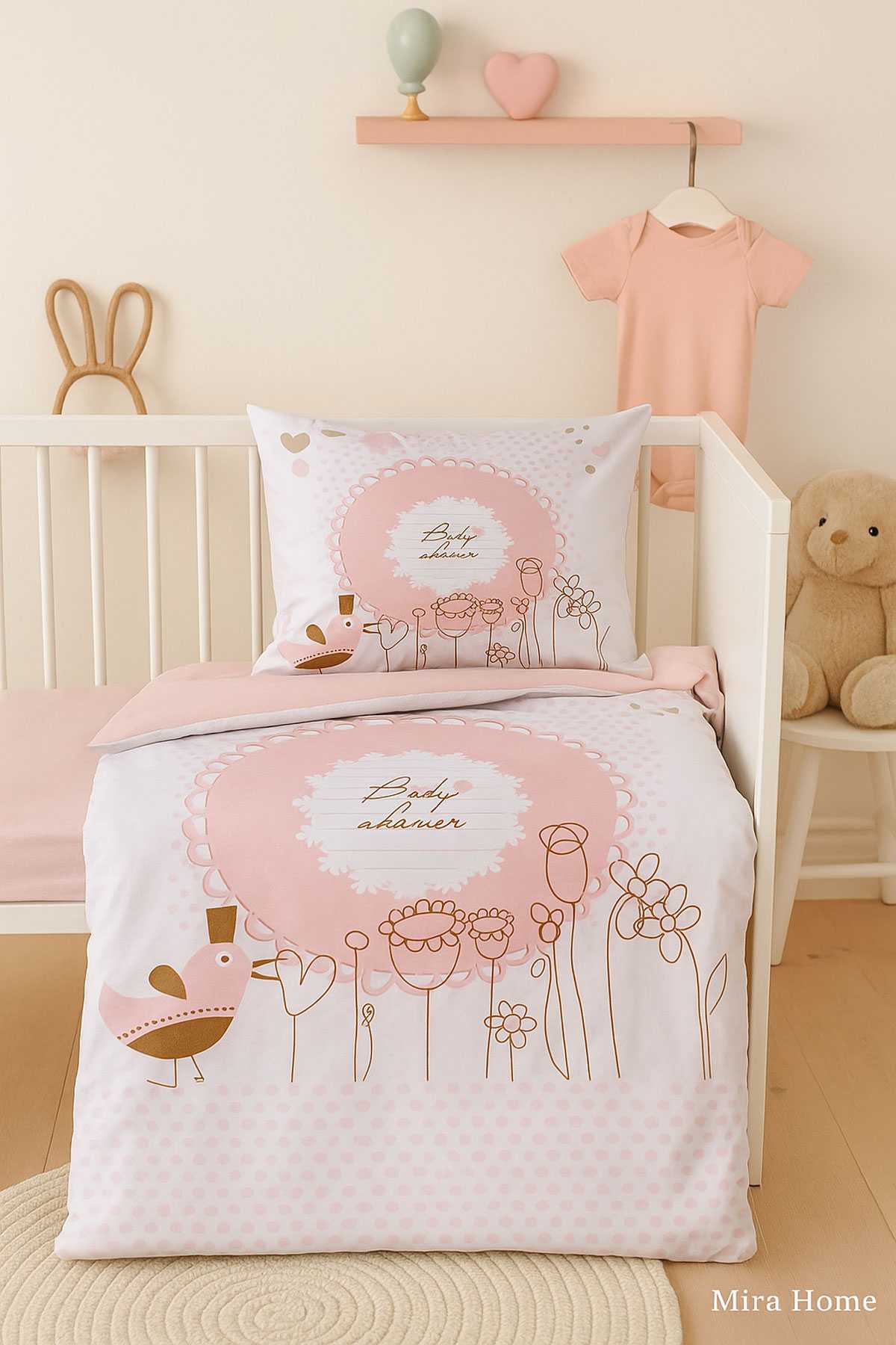 Yenidoğan Kız Bebek Nevresim Takımı &#37;100 Pamuklu  Baby Shower