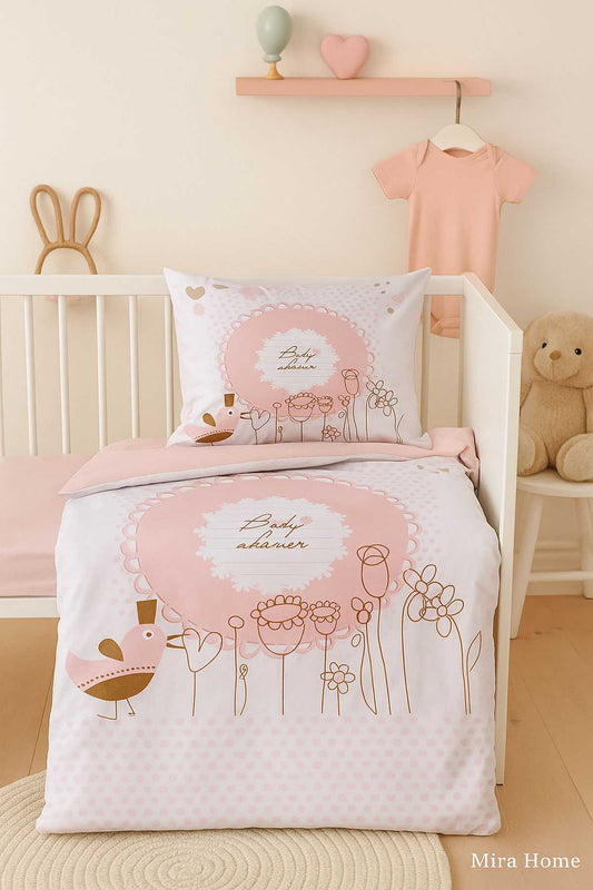 Yenidoğan Kız Bebek Nevresim Takımı &#37;100 Pamuklu  Baby Shower