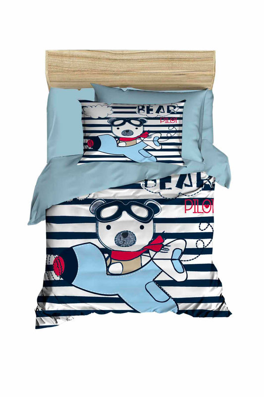 Yenidoğan Erkek Bebek Nevresim Takımı &#37;100 Pamuklu Bear Pilot