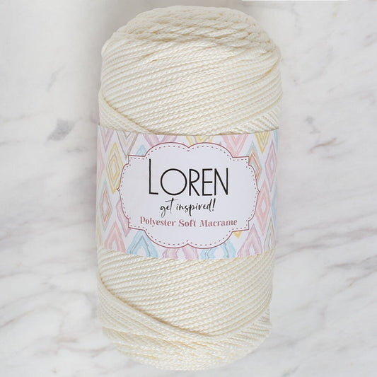 Loren Polyester Soft Macrame Krem El Örgü İpi - LM003 - 34427