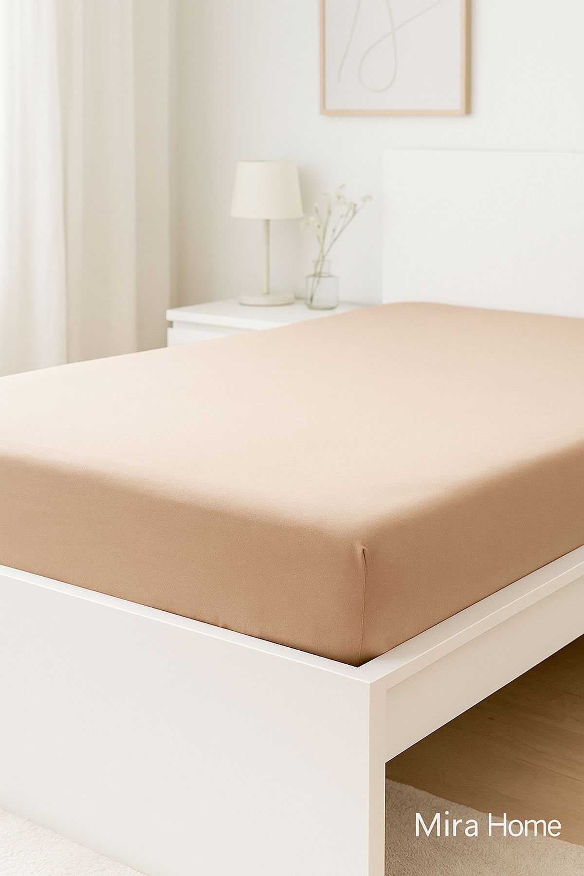 Tek Kişilik Düz Penye &#37;100 Pamuklu Lastikli Çarşaf 100X200 Cm Newsheet Kahverengi