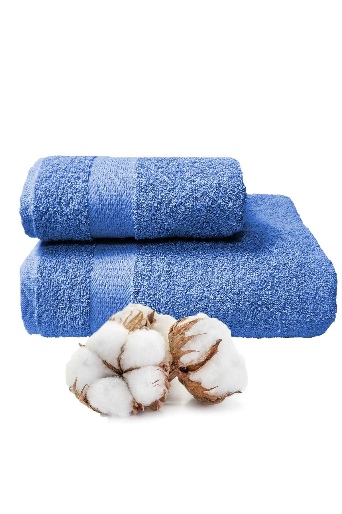 2 li Banyo Havlu Takımı &#37;100 Pamuklu Dry Mavi