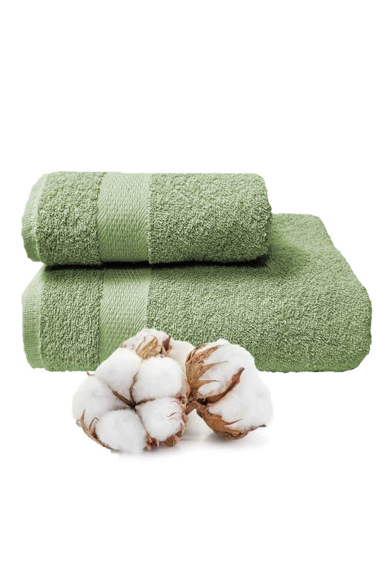 2 li Banyo Havlu Takımı &#37;100 Pamuklu Dry Yeşil