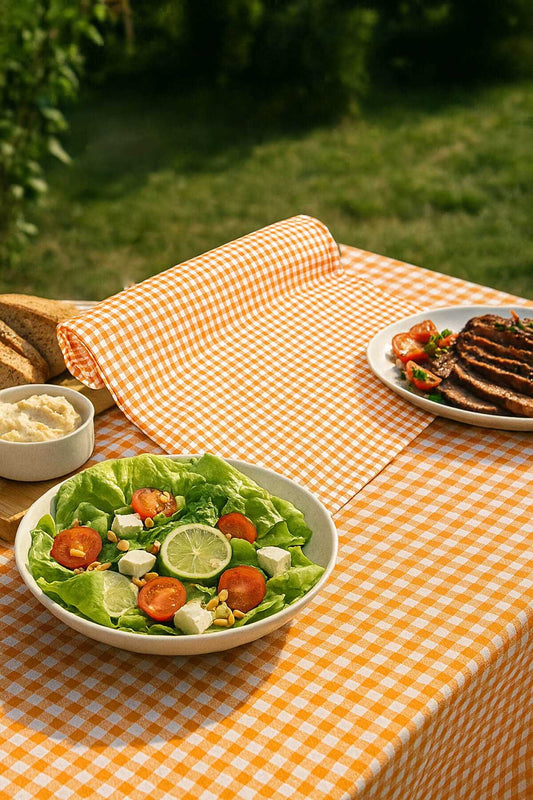 Zefir Desen Sofra Bezi Masa Örtüsü 170 x 170 Cm Turuncu