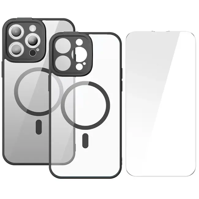 Baseus Frame Series iPhone 14 Pro 6.1 Kamera Koruyuculu Magsafe Kılıf + Tempered Ekran Koruyucu Set-(5775)