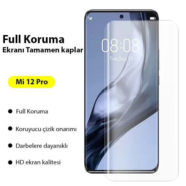 Baseus Xiaomi Mi 12 Pro - 13 pro Ultra Kavisli Full Hidrojel Koruyucu Film-(5775)
