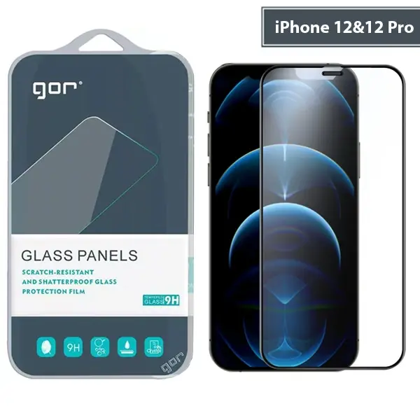 GOR iPhone 12-12 Pro 6.1 9D Hardening Tempered Full Cam Ekran Koruyucu-(5775)