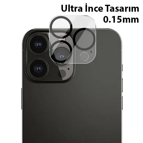 ALLY İPhone 13 Pro-13 Pro Max 3D Full Tempered Glass Cam Kamera Koruyucu-(5775)