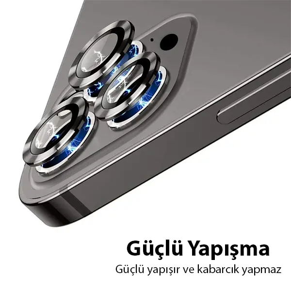 ALLY İPhone 13 Pro -13 Pro Max 3D Metal Çerçeveli Kamera Lens Koruyucu-(5775)