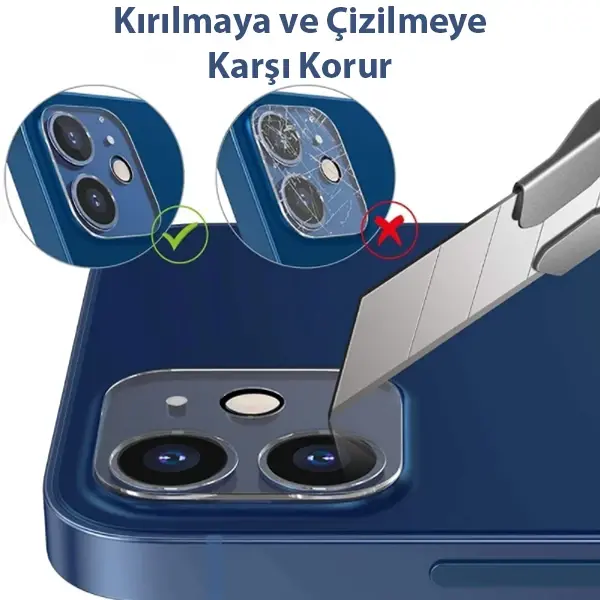 GOR İPhone 13 /13 Mini  Best Full Tempered Cam Kamera Koruyucu 2Adet Set-(5775)