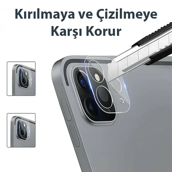 GOR iPad Pro 11 İPad Pro 12.9 2020-2021 3D Cam Kamera Koruyucu 2 SET-(5775)