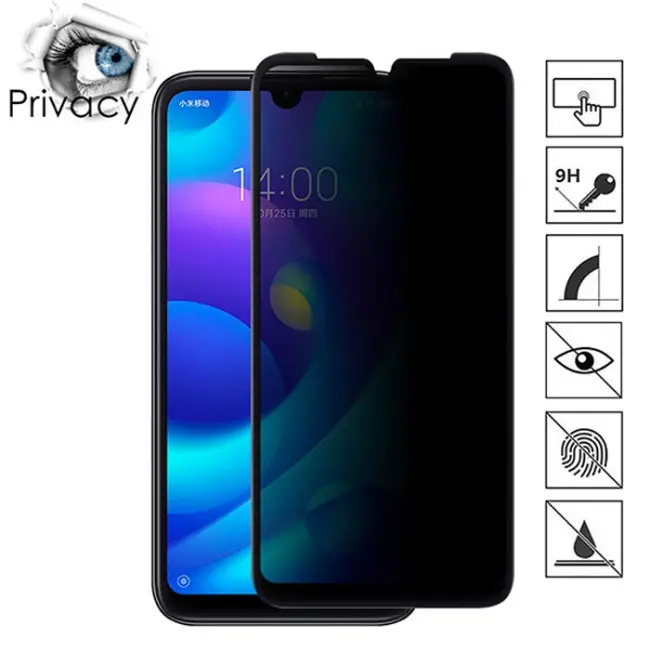 Xiaomi Mi Play 3D Privacy Gizlilik 3d Full Kırılmaz Cam Koruyucu Anti-Spy-(5775)