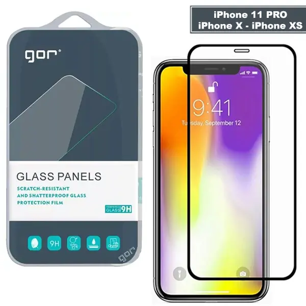 GOR iPhone 11 Pro - XS - X 5.8 9D Hardening Tempered Full Cam Ekran Koruyucu-(5775)