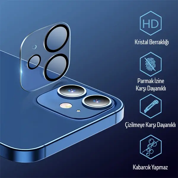 ALLY İPhone 12 Mini 3D Full Tempered Glass Cam Kamera Koruyucu-(5775)