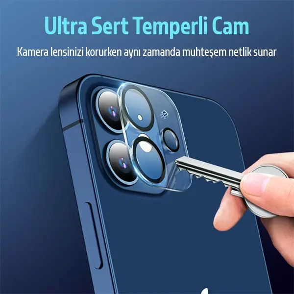 ALLY İPhone 12 Mini 3D Full Tempered Glass Cam Kamera Koruyucu-(5775)